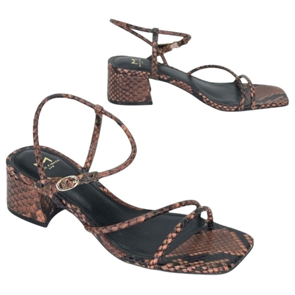 Marc Fisher LTD Womens Sandal 6M Jiny2 Brown Snake Print Block Heel - Picture 15 of 16